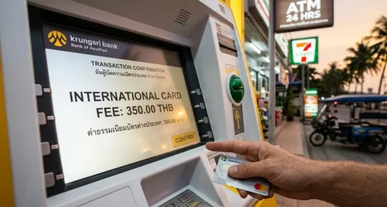 Uttagsavgiften i Thailand höjs till 350 baht