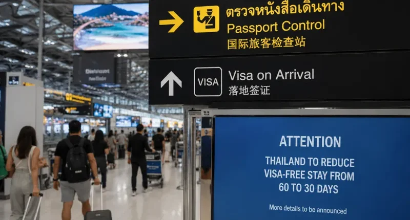 Thailand vill återigen halvera visumfria vistelser från 60 till 30 dagar