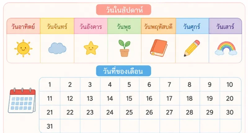 Datum, veckodagar och månader på thai