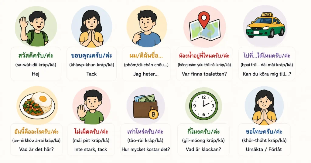 Enkla fraser på thailändska för resenärer