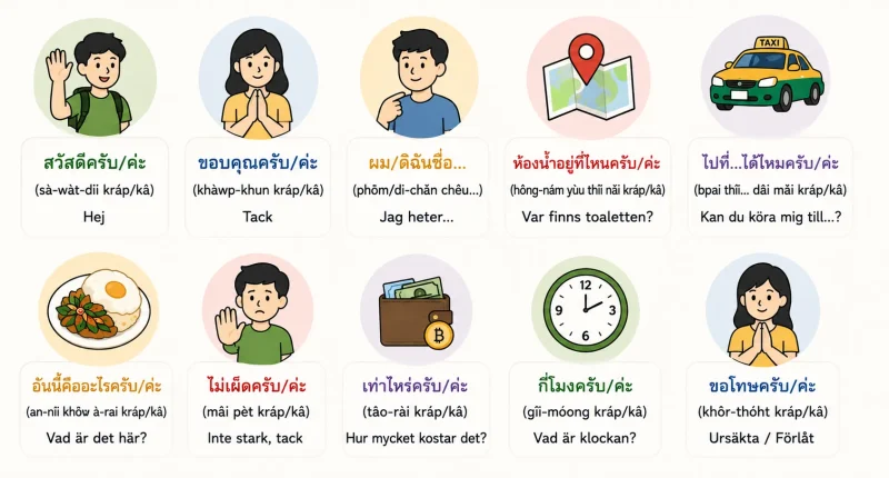 Enkla fraser på thailändska för resenärer